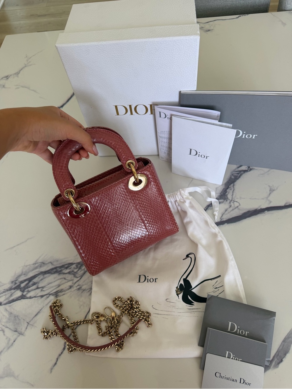 Authentic Mini Lady Dior in Blush Python with Gold Hardware — FULL SET from 2019 - Picture 3 of 16